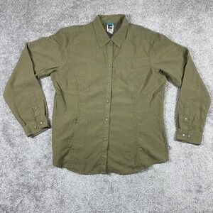 North Face Button Up Shirt Womens Extra Large Nylon Mesh Ripstop Zip Pocket